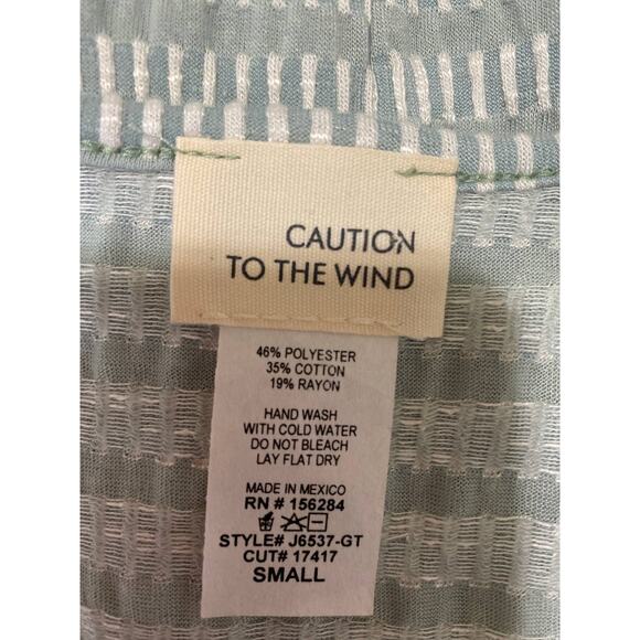 Caution to the Wind Green White Striped Short Sleeve Stretchy Dress NEW Small - Picture 8 of 10